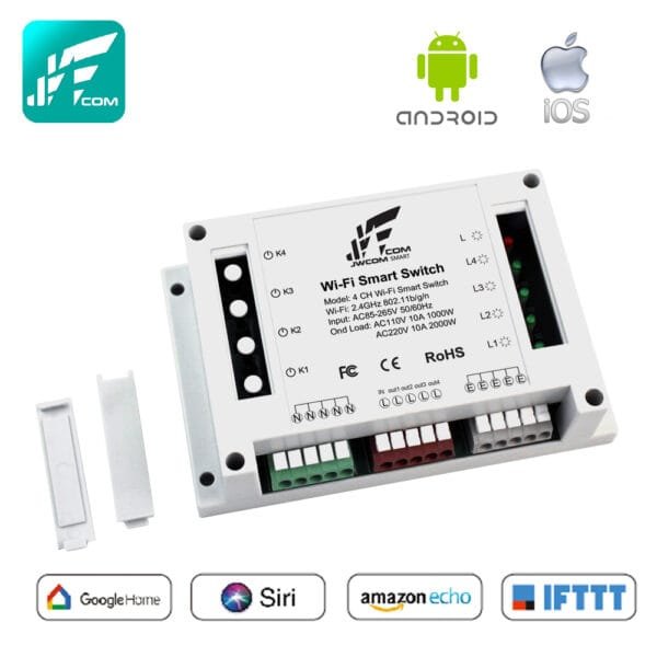 Interruptor Wi-Fi 4 Canais 10a App Tuya - Jwcom SA-4CH