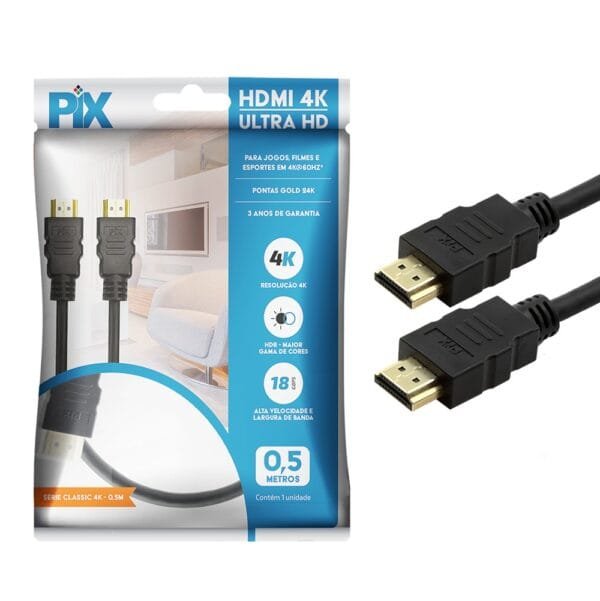Cabo Hdmi 50cm 0,5m V2.0 4k Hdr - Pix 018-2220