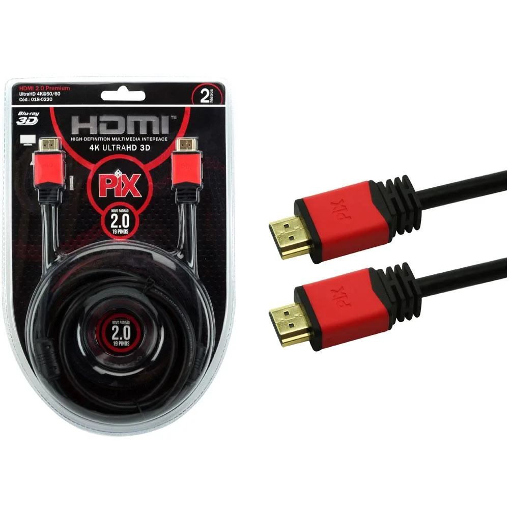 Cabo Hdmi 2 Metros Premium v2.0 4k Hdr - Pix 018-0220