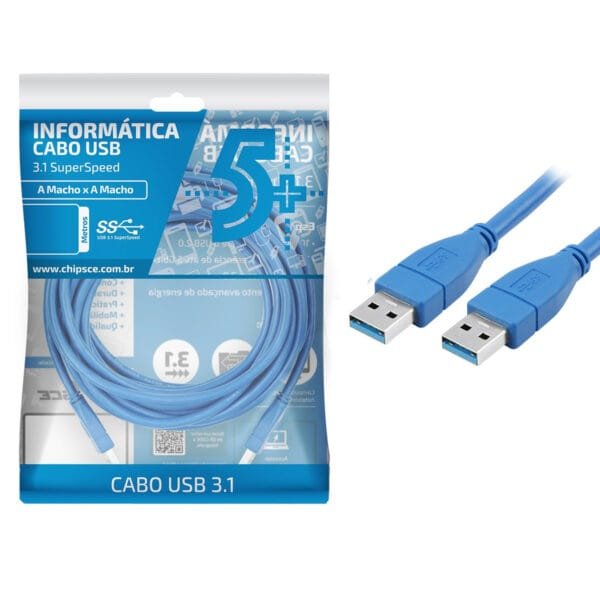 Cabo USB 3.0 Tipo A Macho x Macho, 5 Metros | 5+ 018-7716
