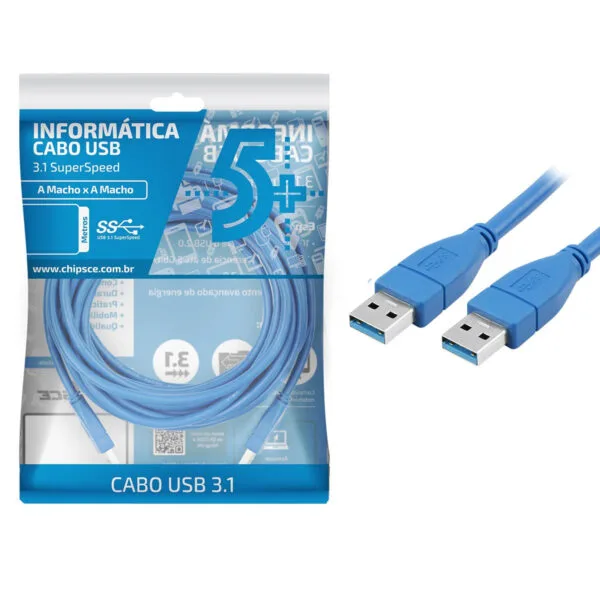 Cabo USB 3.0 Tipo A Macho x Macho, 5 Metros | 5+ 018-7716