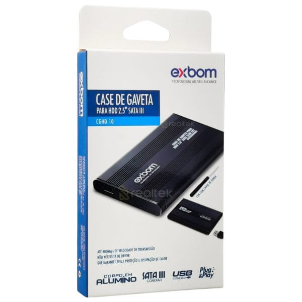 Case Para Hd Sata 2.5 Exbom CGHD-10 Usb 2.0 - 07004