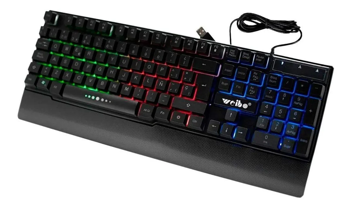 Teclado Usb Gamer Semi Mecânico Rgb - Weibo WB-100 - Imagem 2