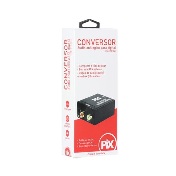 Conversor Áudio Analógico Rca Para Digital Ótico Toslink - Pix 075-0865