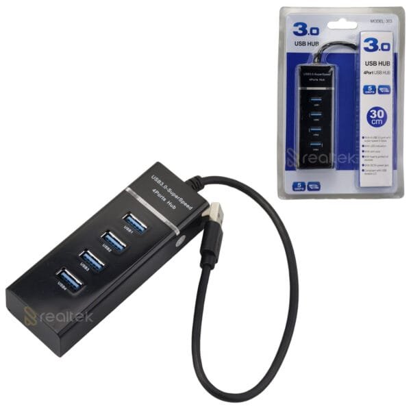 Hub Usb 3.0 4 Portas 5Gbps, Preto - 303
