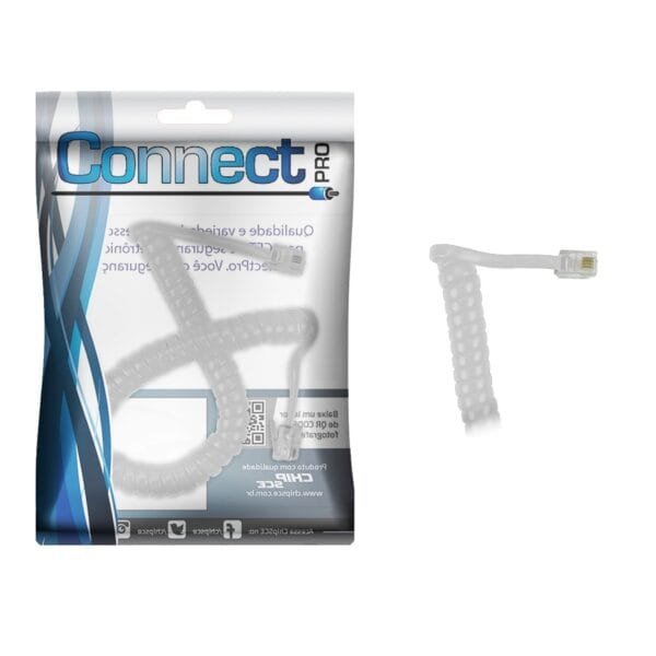 Cabo Espiral Para Telefone Fixo, Branco - 1 Metro | 018-0302