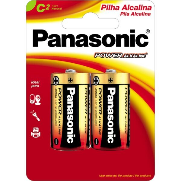 Pilha C Alcalina 1,5V Panasonic LR14XAB - Pack com 2 Unidades