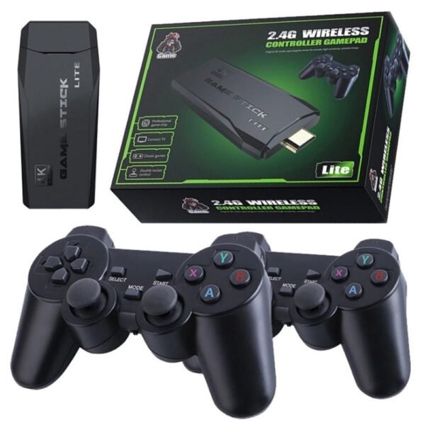 Gamer Stick Retrô 4k 1000 Jogos 64g + 2 Controles Sem Fio