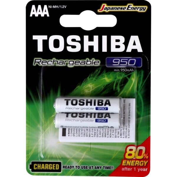Pilha Recarregável AAA 1,2V 950mAh, TOSHIBA TNH3GAE - 2 Unidades - Imagem 2