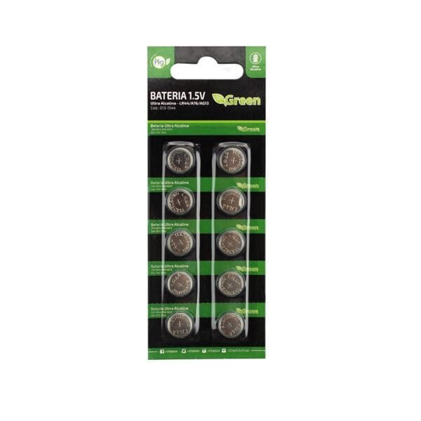 Pilha Bateria LR44 AG13 A76 Green - Cartela com 10 Unidades