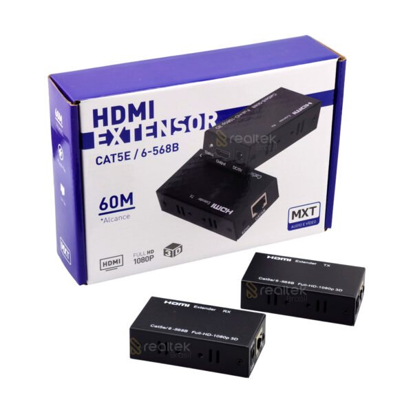 Extensor Hdmi Via Cabo De Rede Até 60m C/ Repetidor IR  - MXT 1.2.103