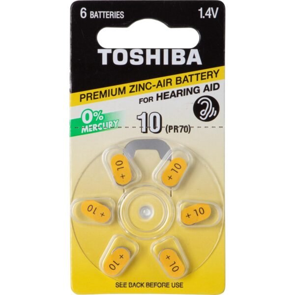 Pilha Para Aparelho Auditivo Toshiba PR536, DP6, 10 PR70 - 6 Unidades