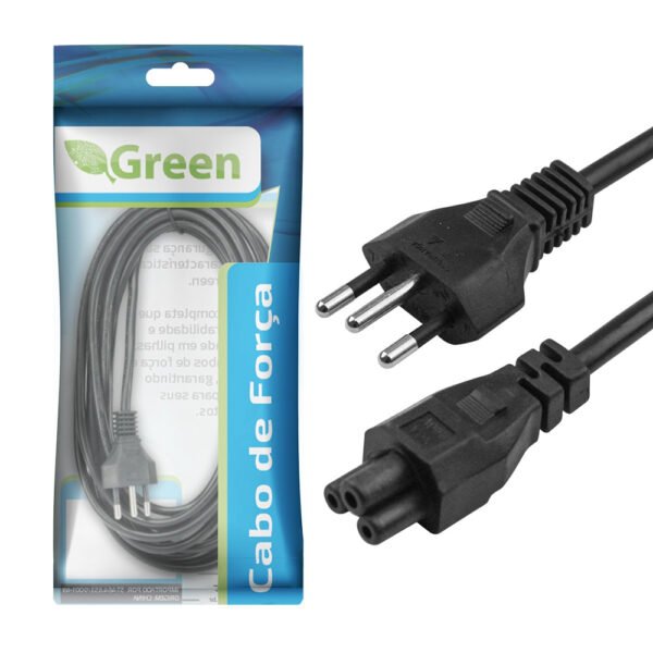 Cabos De Força Tripolar 10A (IEC C5) Tipo Mickey, 1,50 metro - Green