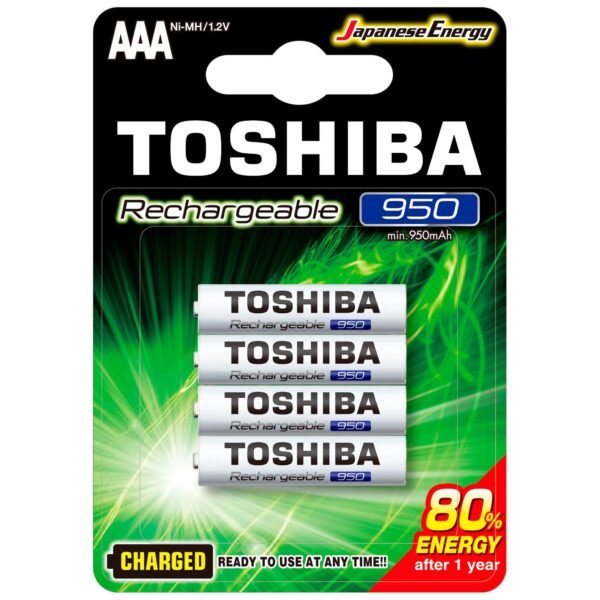 Pilha Recarregável AAA (Palito) 1,2V 950mAh TOSHIBA TNH3GAE - 4 Unidades