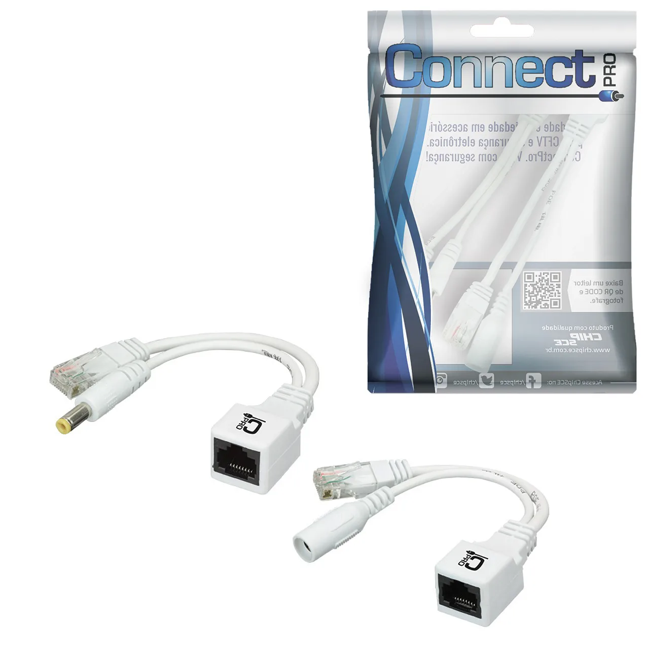 Cabo Adaptador Injetor Poe Macho x Fêmea - Connect Pro 018-0156 (Branco)