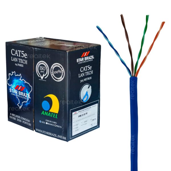 Cabo de Rede UTP CAT5e 24AWG CMX 100% Cobre 305 Metros, Azul - Star Brazil