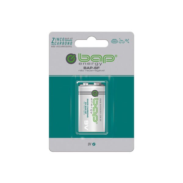 Pilha Bateria 9v, Zinco Carbono, Bap Energy - BAP-6F