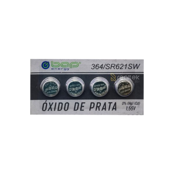 Pilha Bateria 364 SR621SW 1.55V Bap Energy - Pack Com 4 Unidades