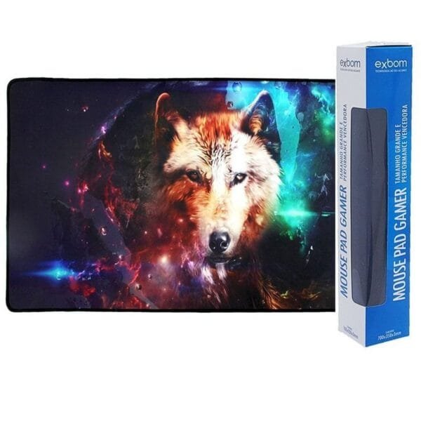 Mouse Pad Gamer Extra Grande (Lobo) 70x35x3mm - Exbom MP-7035C02