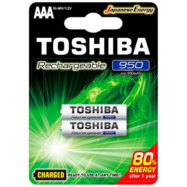 Pilha Recarregável AAA 1,2V 950mAh, TOSHIBA TNH3GAE - 2 Unidades