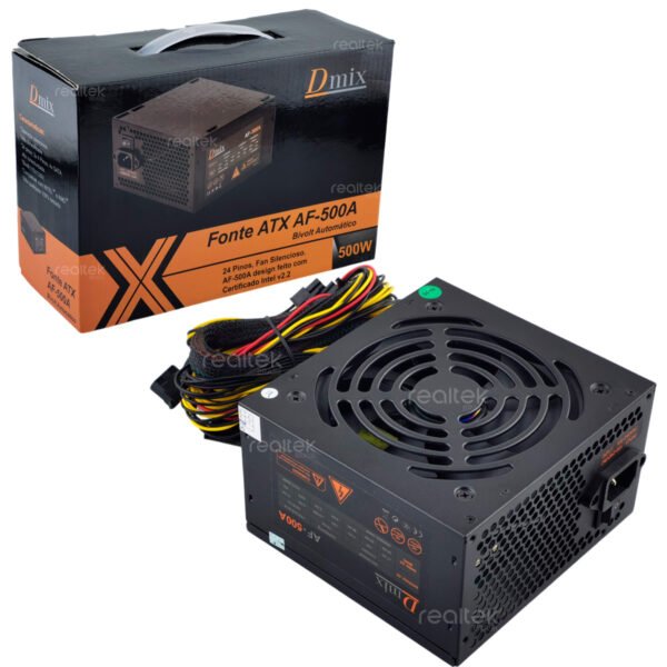 Fonte Atx 500w Cooler 14cm, Bivolt Automático - Dmix AF-500A