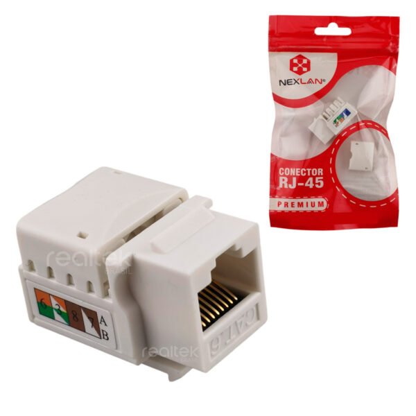 Conector RJ45 Fêmea Keystone Cat6, Branco - Nexlan