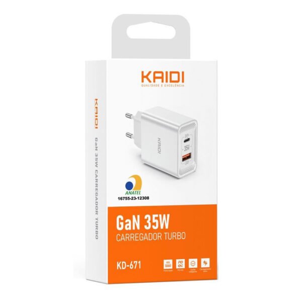 Carregador de Parede USB e USB C Turbo 35w  - Kaidi KD-671