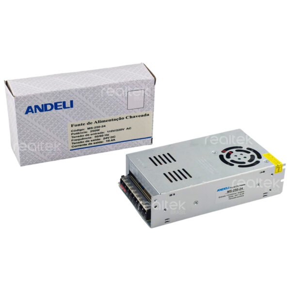 Fonte Chaveada Andeli 24V 10.4A 250w Bi-volt - MS-250-24