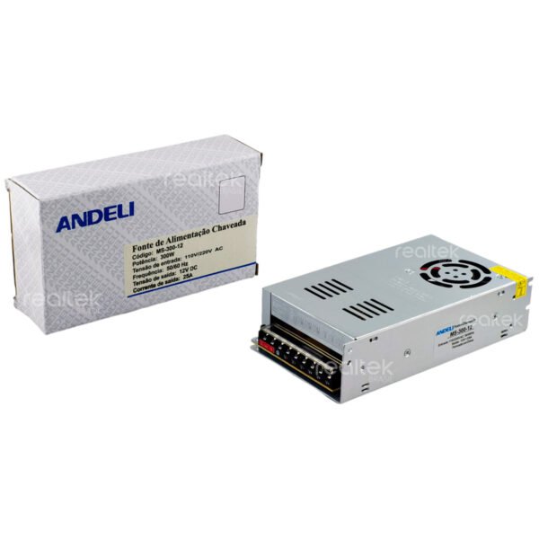 Fonte Chaveada Andeli 12V 25A 300w Bi-volt - MS-300-12