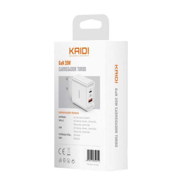 Carregador de Parede USB e USB C Turbo 35w  - Kaidi KD-671 - Imagem 3