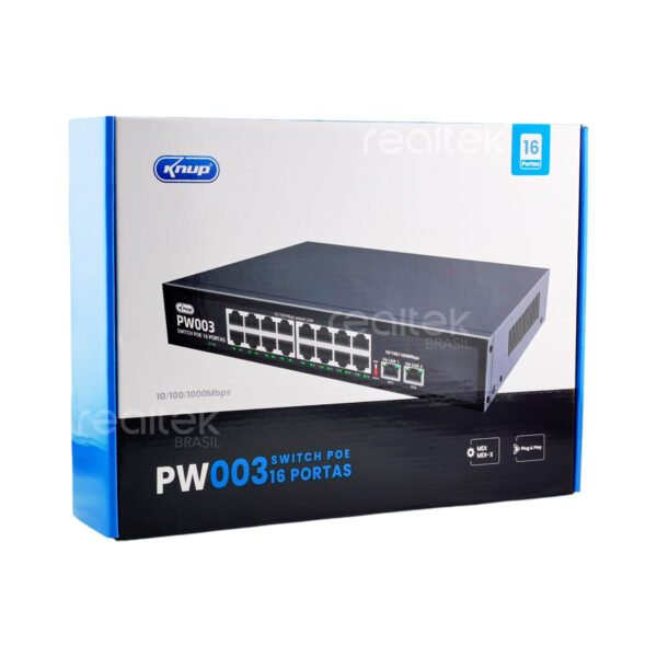 Switch Poe Híbrido 16 Portas Poe + 2 Portas Uplink 100/1000 - Knup PW003 - Imagem 2