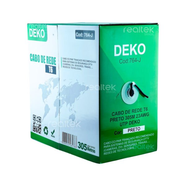 Cabo UTP CFTV 4 Pares Tipo CAT6, 305 Metros, Preto - Deko 764-J - Imagem 3