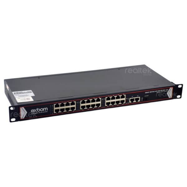 Switch 24 Portas Fast 10/100 + 2 UpLink 100/1000 e 1 SFP - Exbom SWM-1U242GSPF