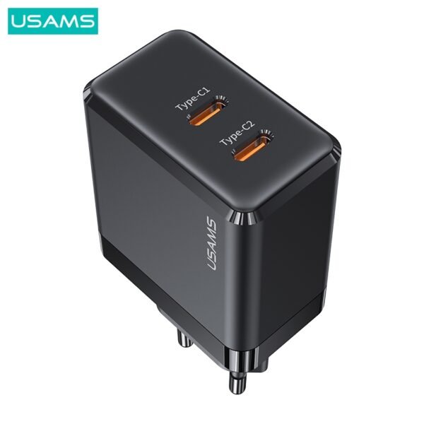 Carregador de Parede 2 Portas USB C GaN 40W, Preto  - Usams CC172 - Imagem 3