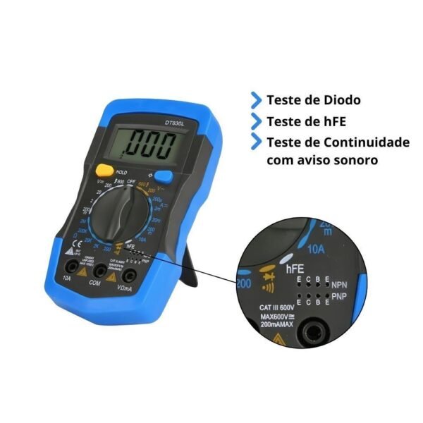 Multímetro Digital Profissional C/ Beep e Iluminação - DT830L / 180L /855 / LE982 - Imagem 3