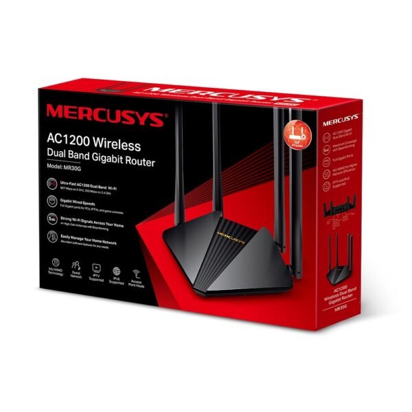 Roteador 4 Antenas AC1200 Dual Band Gigabit - Mercusys MR30G