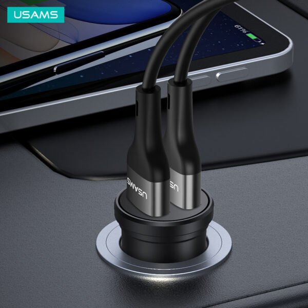 Carregador USB Veicular 2 Portas 5V 2.4A - Usams C20 - Imagem 3
