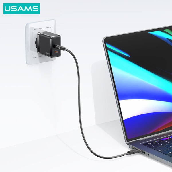 Carregador de Parede 2 Portas USB C GaN 40W, Preto  - Usams CC172 - Imagem 4