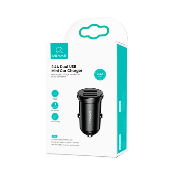Carregador USB Veicular 2 Portas 5V 2.4A - Usams C20