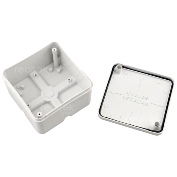 Caixa De Sobrepor CFTV Com Tampa Cega 8,5x8,5cm, Branca - Stilus - Imagem 2